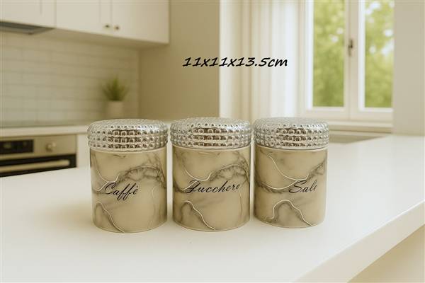 Tris Barattoli Marmo Silver 25005