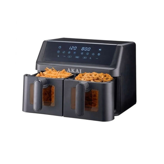 Friggitrice Ad Aria Akai AirFryer1001w 10 Litri Doppio Cestello Con Timer Termostato Regolabile E Griglia Potenza 2000w