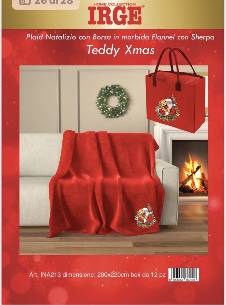 Plaid con Borsa Teddy Xmas