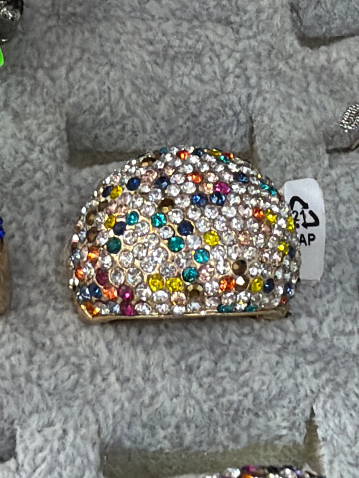 Anello Strass Bianco E Multicolore