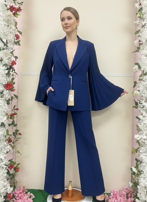 Tailleur Plisse Blu Royal