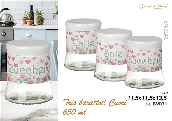 Tris barattoli BV071 Cuori