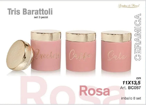 Tris Barattoli Tappo Oro