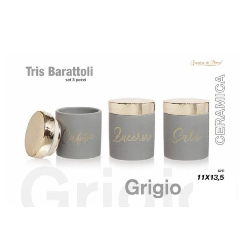 Tris Barattoli Tappo Oro