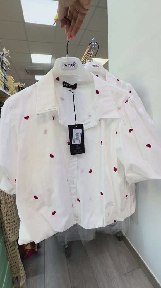 Camicia in cotone cuori