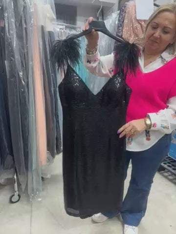 Abito ORTEGA SAR52 PAILLETTES NERO