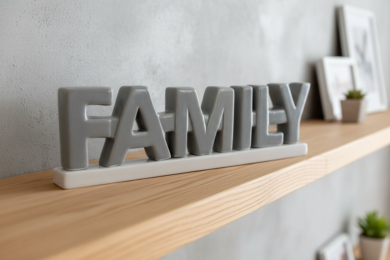 Scritta family in ceramica